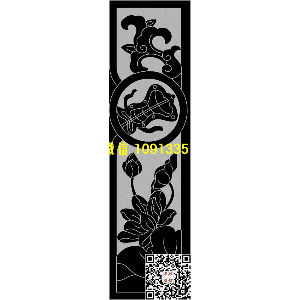 精雕图50荷花鹤抱鼓耳朵精雕图线雕图线条图单线铣底图_电脑雕刻plt文泰矢量图精雕图浮雕图